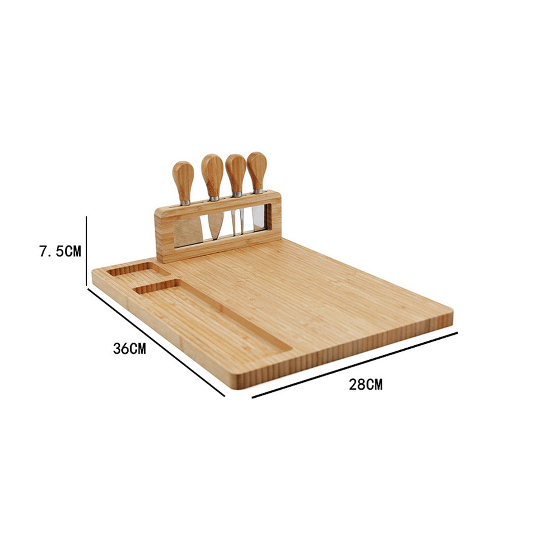 Wood Cheese Board Tray - Includes Cheese Knives!