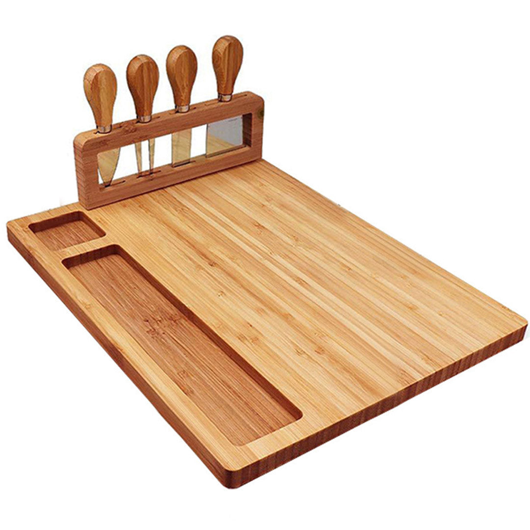 Wood Cheese Board Tray - Includes Cheese Knives!