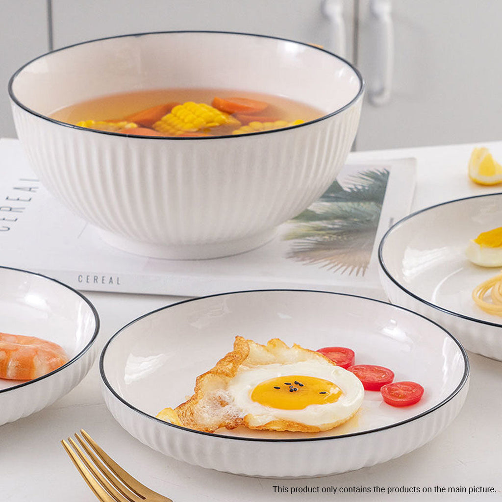 Japanese Style White Ceramic Dinnerware Bowl Set
