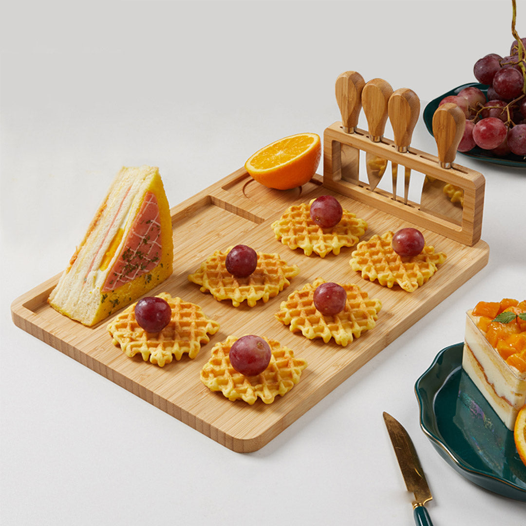 Wood Cheese Board Tray - Includes Cheese Knives!