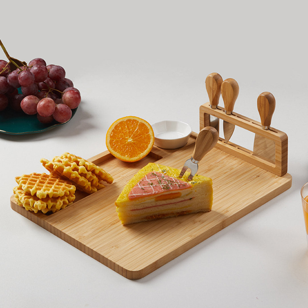 Wood Cheese Board Tray - Includes Cheese Knives!