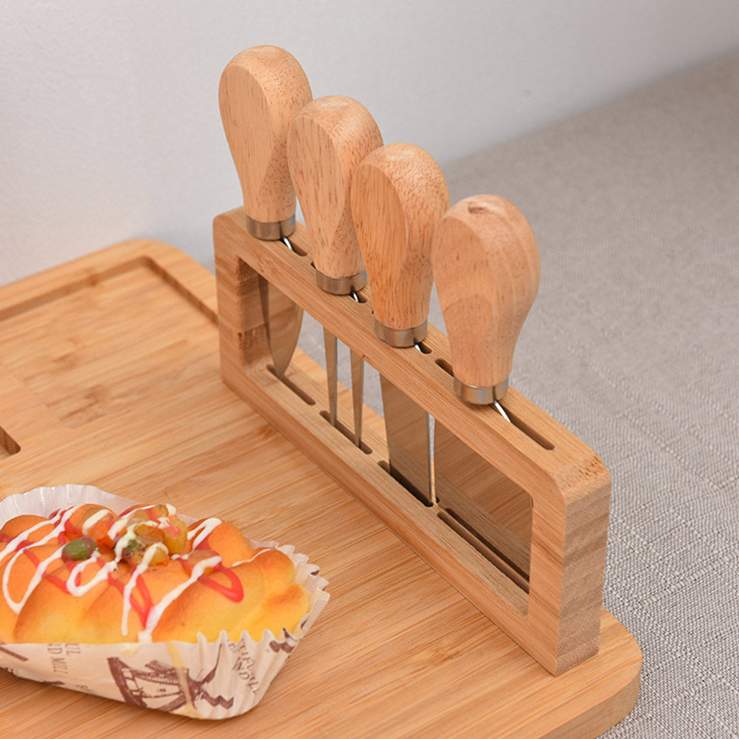Wood Cheese Board Tray - Includes Cheese Knives!