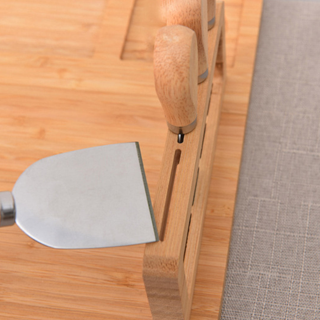 Wood Cheese Board Tray - Includes Cheese Knives!