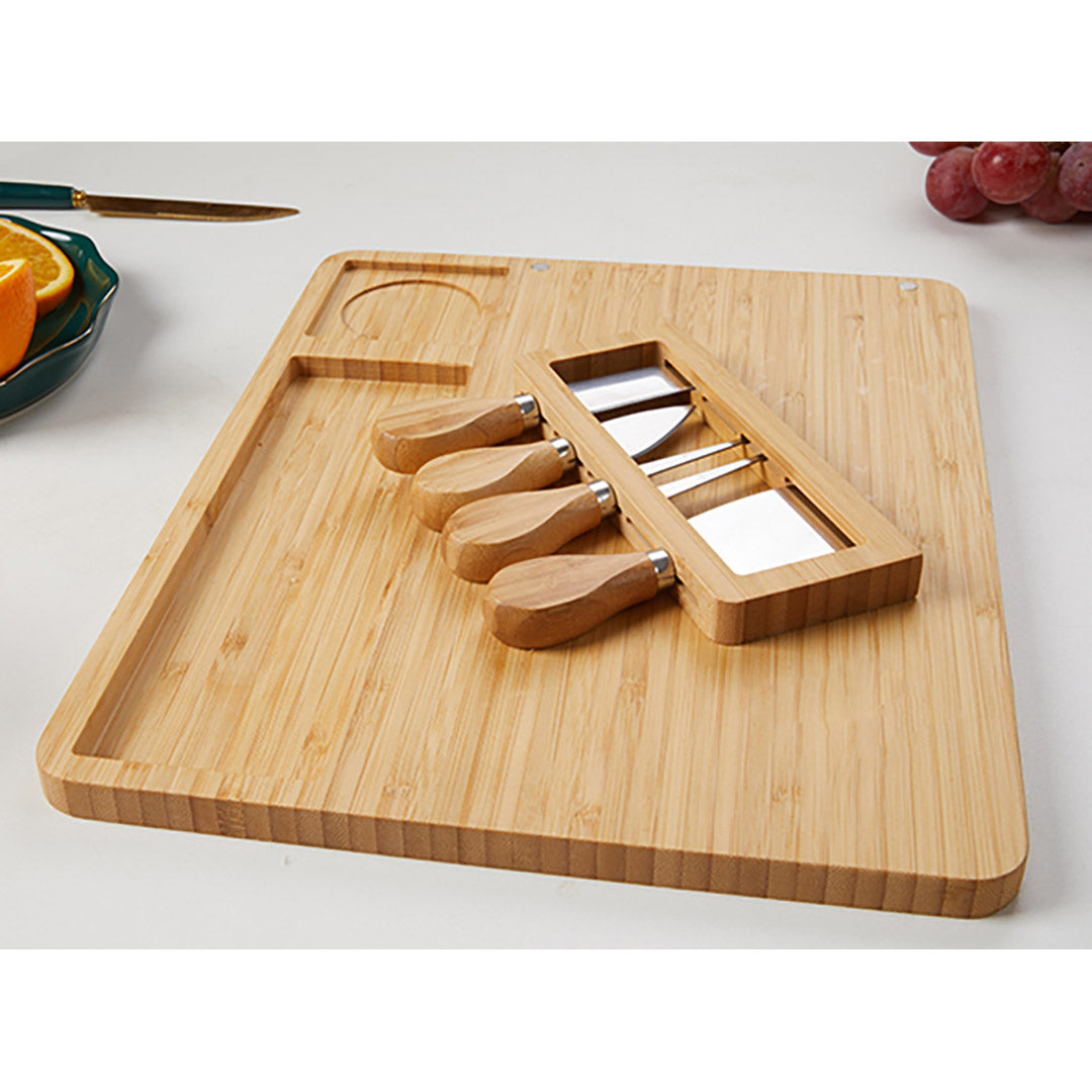 Wood Cheese Board Tray - Includes Cheese Knives!